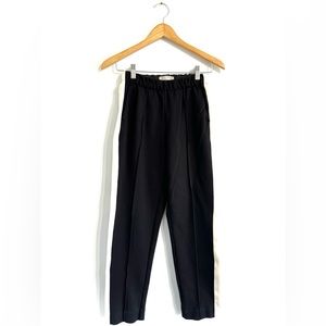 EVERLANE Dream Elastic Waist Workwear Pant Black Tuxedo Stripe pointe